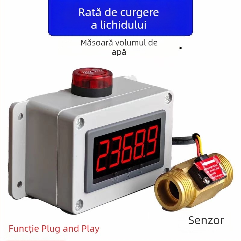 Alarmă de flux a apei și detector de debit pentru conducte de lichide, interval de măsură 36–4200 L/h