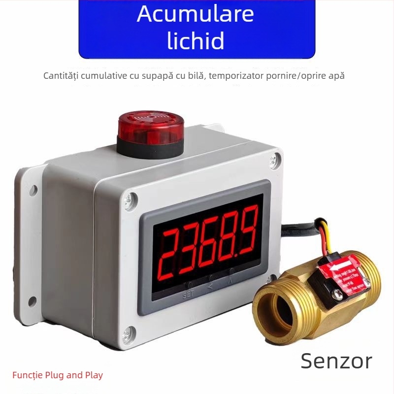 Alarmă de flux a apei și detector de debit pentru conducte de lichide, interval de măsură 36–4200 L/h