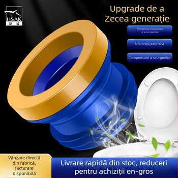 Inel de etanșare pentru flanșă de toaletă; anti miros și anti scurgeri; garnitură adezivă îngroșată; material: adeziv nano/gumă; stil: modern minimalist.