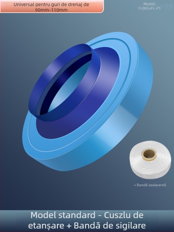 Inel de etanșare pentru flanșă de toaletă; anti miros și anti scurgeri; garnitură adezivă îngroșată; material: adeziv nano/gumă; stil: modern minimalist.