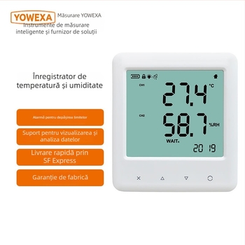 Termohigrometru Yem-20/20L cu ecran mare, afișaj digital pentru monitorizarea precisă a temperaturii și umidității din mediul interior; alimentare cu 3 baterii AAA; potrivit pentru centre comerciale, spitale, restaurante, școli și locuințe.