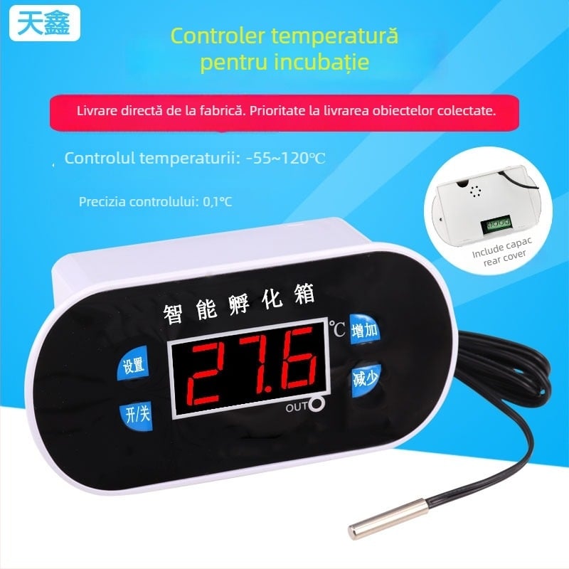 Controler de temperatură pentru incubator cu afișaj digital, termostat cu microcomputer, temperatura reglabilă, 220V, montare manuală, Tianxin