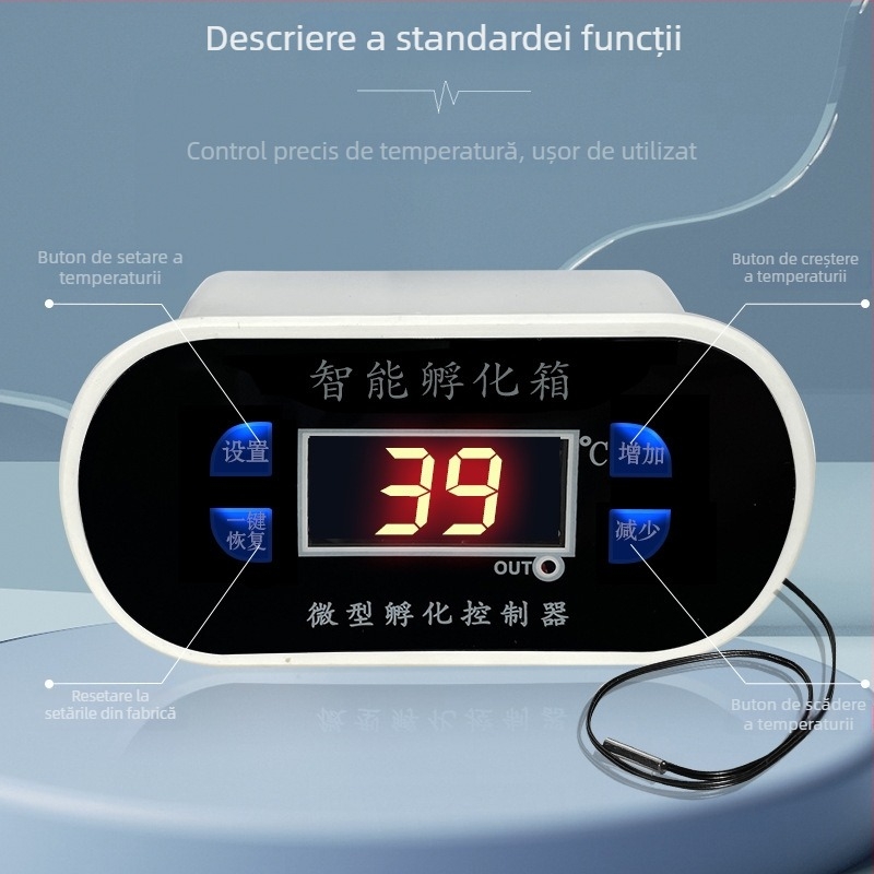 Controler de temperatură pentru incubator cu afișaj digital, termostat cu microcomputer, temperatura reglabilă, 220V, montare manuală, Tianxin