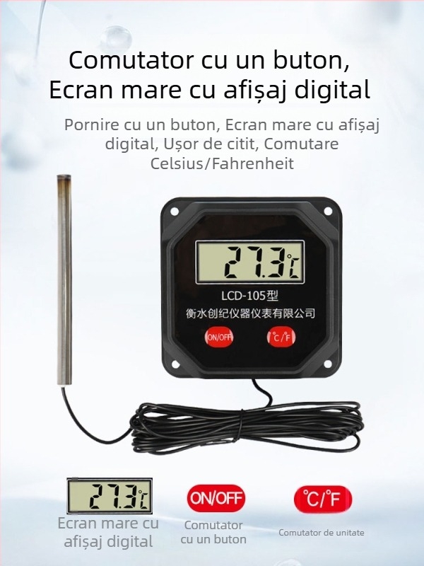 Termometru digital pentru apă cu sondă etanșă — Model 1564561 — Brand: Altul — Origine: China continentală