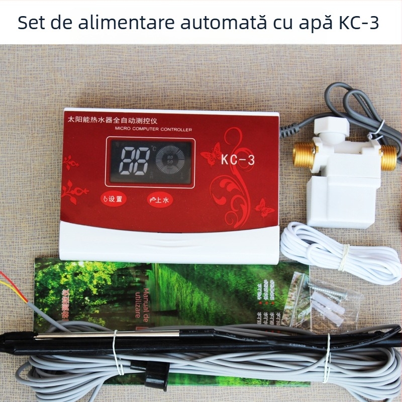 Controler pentru încălzitor solar de apă cu alimentare automată, afișaj LCD pentru temperatura apei și nivelul apei, model KC-3