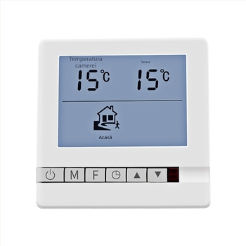 Termostat pentru încălzirea prin pardoseală cu afișaj digital, control inteligent al temperaturii, tip 86; interval de temperatură 5–35°C, precizie 2°C, instalare prin cablu, tensiune de funcționare 220V