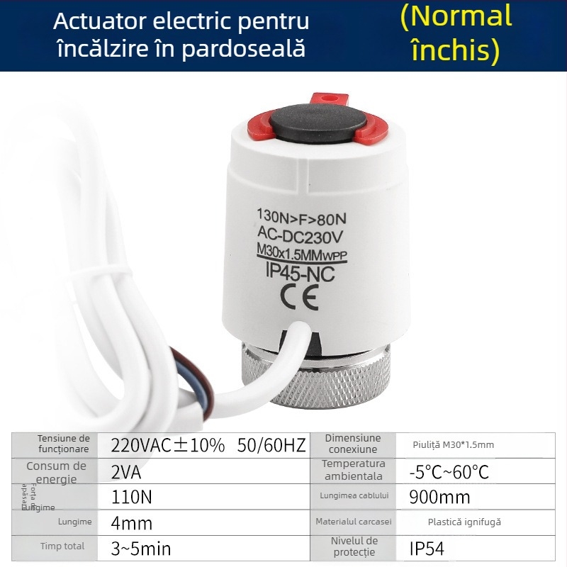 Termostat pentru încălzirea prin pardoseală cu afișaj digital, control inteligent al temperaturii, tip 86; interval de temperatură 5–35°C, precizie 2°C, instalare prin cablu, tensiune de funcționare 220V