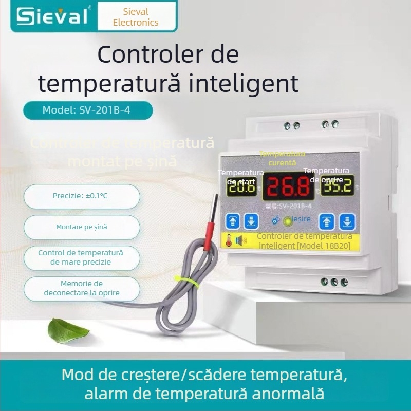 Controler inteligent de temperatură cu putere 4000W, întrerupător de control al temperaturii cu precizie înaltă, montat pe șină de ghidaj, temperatură reglabilă