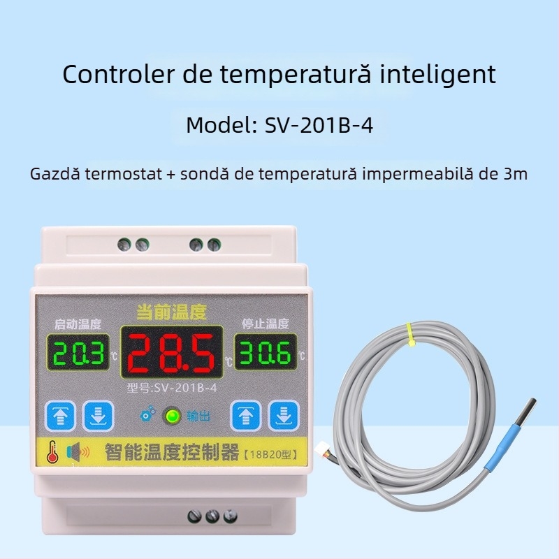 Controler inteligent de temperatură cu putere 4000W, întrerupător de control al temperaturii cu precizie înaltă, montat pe șină de ghidaj, temperatură reglabilă