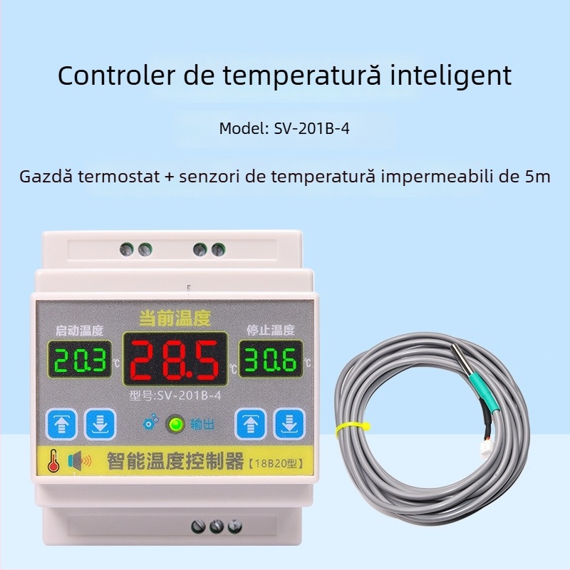 Controler inteligent de temperatură cu putere 4000W, întrerupător de control al temperaturii cu precizie înaltă, montat pe șină de ghidaj, temperatură reglabilă