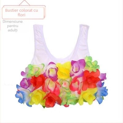 Bustier din cochilii de nucă de cocos și set fustă hula pentru dans etnic, unisex, Chenille-Spandex, primăvara 2025