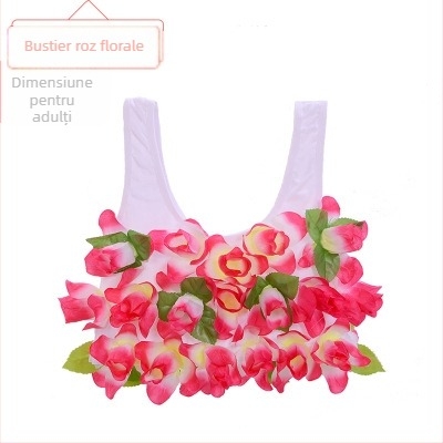 Bustier din cochilii de nucă de cocos și set fustă hula pentru dans etnic, unisex, Chenille-Spandex, primăvara 2025