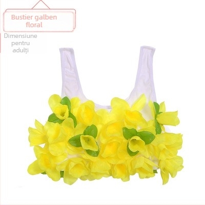 Bustier din cochilii de nucă de cocos și set fustă hula pentru dans etnic, unisex, Chenille-Spandex, primăvara 2025