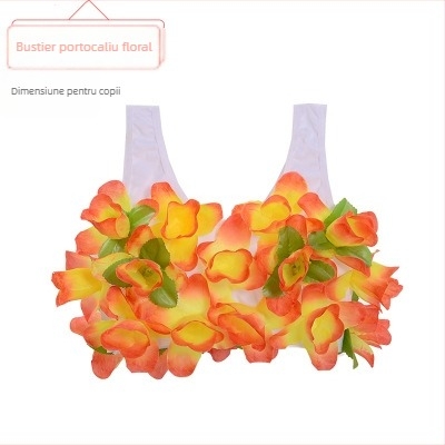 Bustier din cochilii de nucă de cocos și set fustă hula pentru dans etnic, unisex, Chenille-Spandex, primăvara 2025