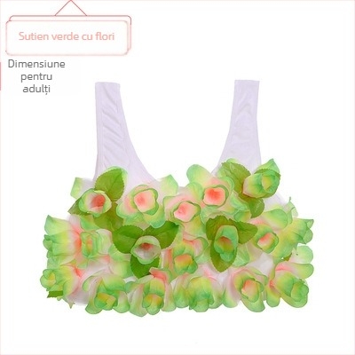 Bustier din cochilii de nucă de cocos și set fustă hula pentru dans etnic, unisex, Chenille-Spandex, primăvara 2025