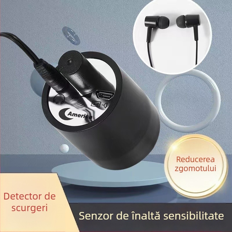 Detektor acustic industrial fără fir pentru detectarea scurgerilor de apă și a zgomotului în pereți și țevi