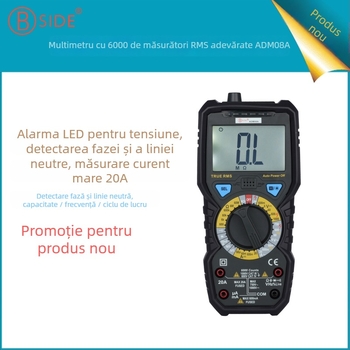 BSIDE ADM08A multimetru digital, afișaj 6000-count, CAT III 1000V CAT IV 600V, măsurare tensiune AC/DC și curent, rezistență, capacitanță