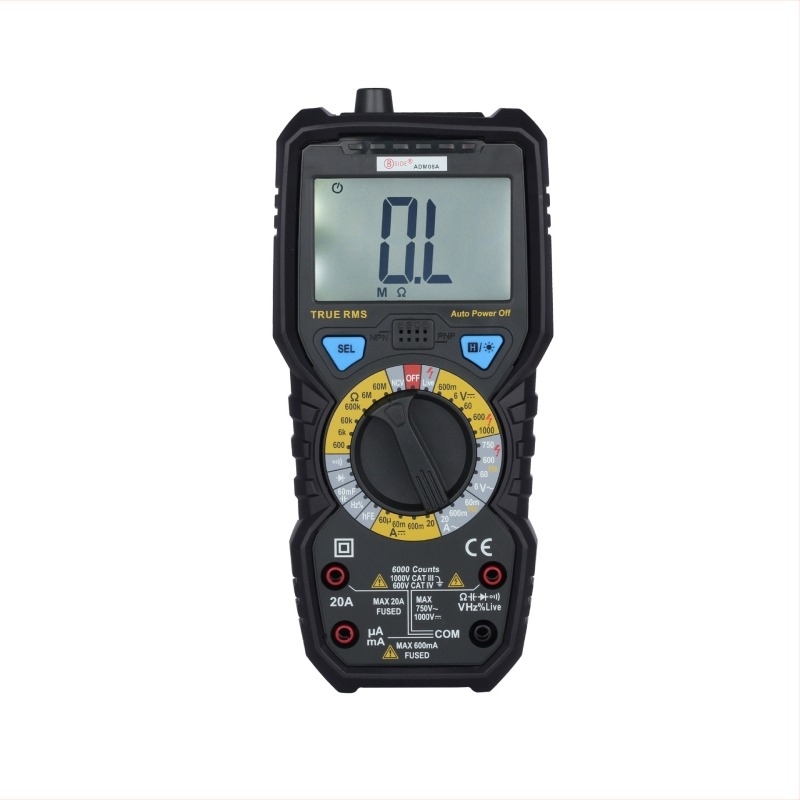 BSIDE ADM08A multimetru digital, afișaj 6000-count, CAT III 1000V CAT IV 600V, măsurare tensiune AC/DC și curent, rezistență, capacitanță