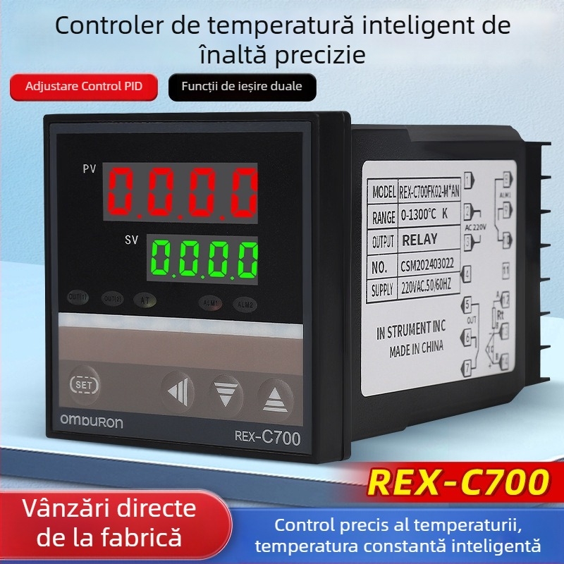 Controler PID pentru temperatură, afișaj digital, modele Rex-C100/Rex-C400, OMPURON, 220V, montaj pe panou, pentru țevi de încălzire