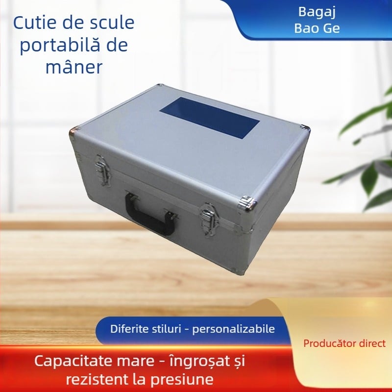 Cutie portabilă pentru unelte cu carcasă din aliaj de aluminiu, ABS și interior rezistent la șocuri; capacitate personalizabilă