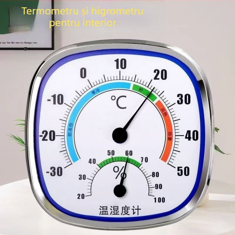 Termometru de interior și higrometru cu afișaj indicator, precizie înaltă pentru temperatura și umiditatea din casă