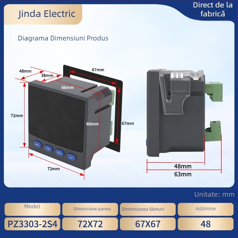 Măsurător digital trifazat cu afișaj LCD, măsurare tensiune și curent, comunicație RS-485