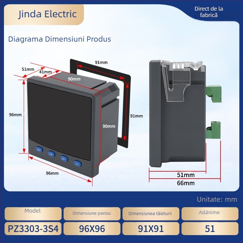Măsurător digital trifazat cu afișaj LCD, măsurare tensiune și curent, comunicație RS-485