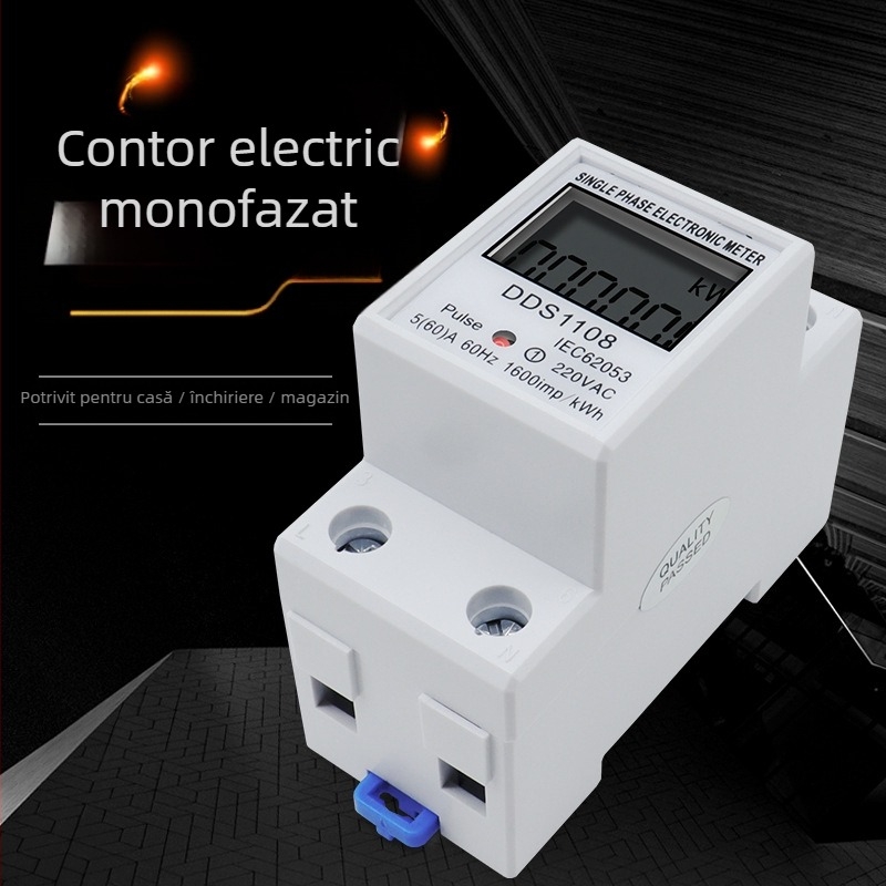 TY DDS1108 măsurător de energie monofazat pentru montaj pe DIN rail, afișaj digital inteligent, 220V, 2P, precizie înaltă