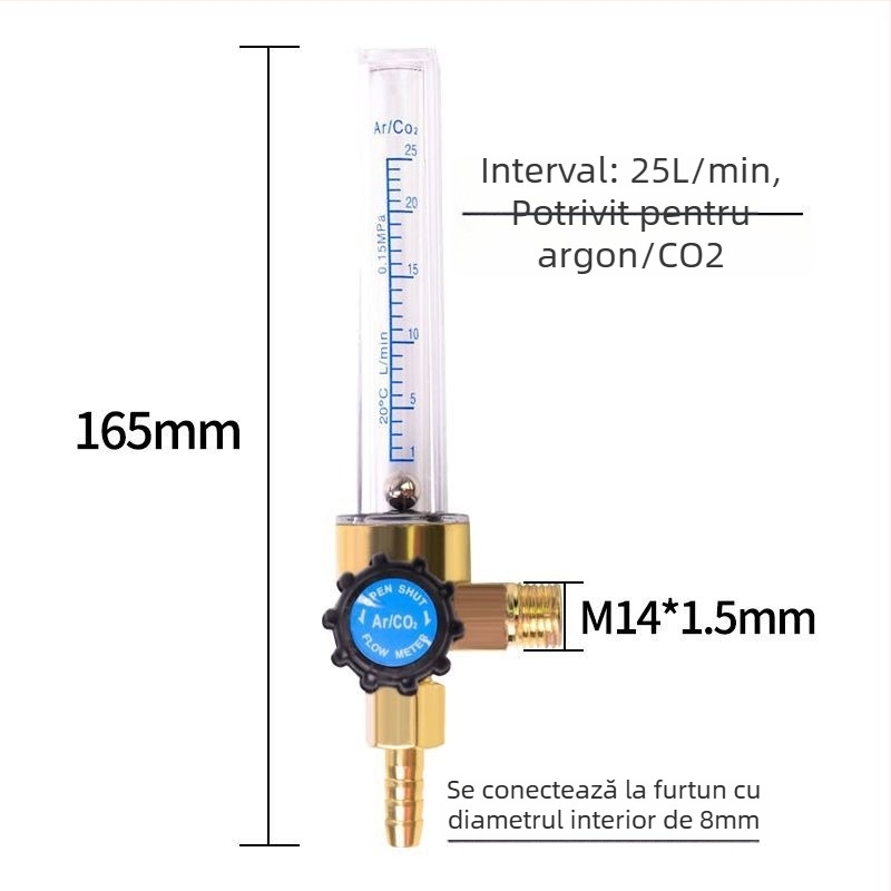 Asamblare fluxmetru CO2 — fluxmetru pentru dioxid de carbon, gamă de măsură 5, design cu tub