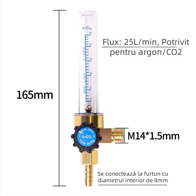 Asamblare fluxmetru CO2 — fluxmetru pentru dioxid de carbon, gamă de măsură 5, design cu tub