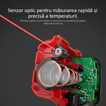 Termometru infraroșu portabil, necontact, cu laser, alimentat cu două baterii AAA, timp de răspuns 500 ms, pentru utilizare industrială