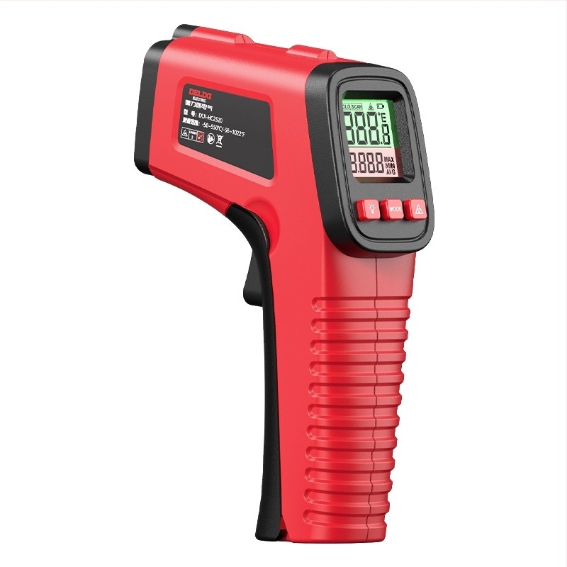 Termometru infraroșu portabil, necontact, cu laser, alimentat cu două baterii AAA, timp de răspuns 500 ms, pentru utilizare industrială