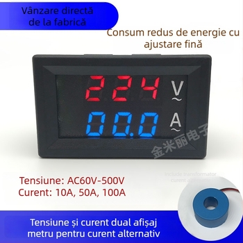 Instrument digital de măsurare a tensiunii alternative, model HKS-AC-V01, intervalul de măsurare 60-500 V, afișaj dual, compatibil cu sisteme trifazate 220/380 V.
