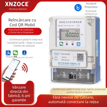 Xinzhuo contor electric inteligent preplătit, scanare cod QR, citire la distanță 4G, Bluetooth, monofazic, pentru locuințe în chirie