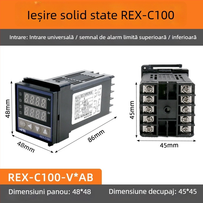 Regulator de temperatură REX-C100, model C100FK02-MV*AN AB, PID inteligent, 220V, Afișaj digital