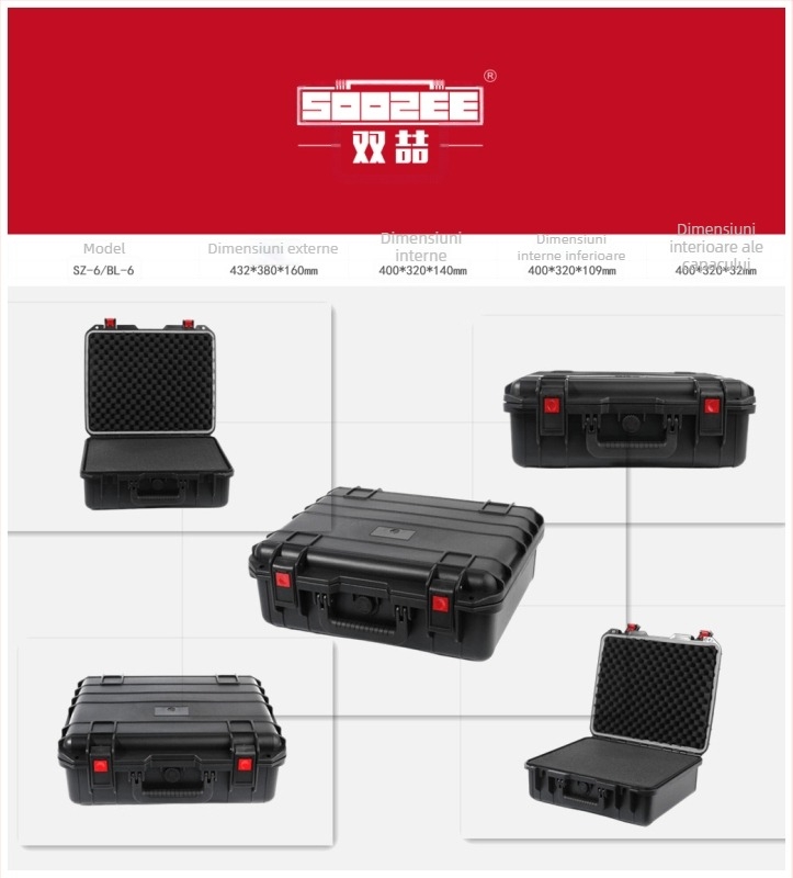 Shuang zhe SZ-5 Cutie de unelte din PP modificat, de nivel industrial, portabilă, impermeabilă și etanșă, cu mare capacitate
