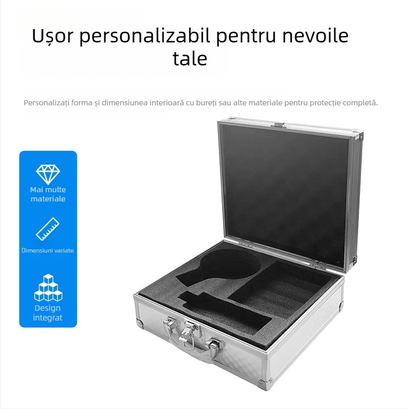 Casetă de unelte din aliaj de aluminiu, cu suprafață ABS, cadru din aluminiu și panou din placă de densitate