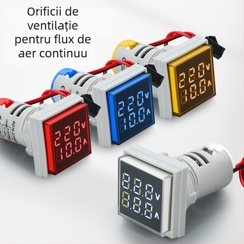 AD16-22VAMS Măsurător de tensiune și curent cu afișaj dual, afișaj digital tip tubă, domeniu 50-500V, precizie înaltă, gaură de montare 22 mm