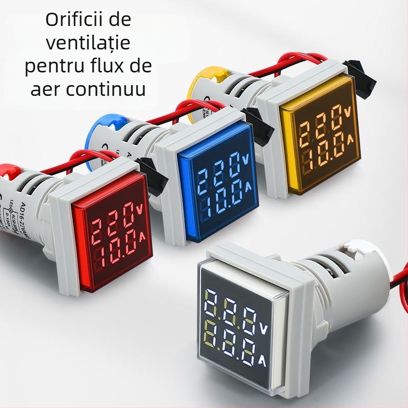 AD16-22VAMS Măsurător de tensiune și curent cu afișaj dual, afișaj digital tip  tubă, domeniu 50-500V, precizie înaltă, gaură de montare 22 mm