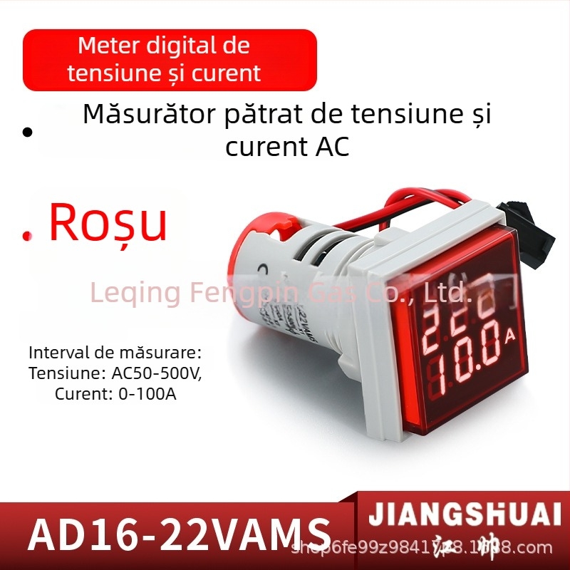 AD16-22VAMS Măsurător de tensiune și curent cu afișaj dual, afișaj digital tip tubă, domeniu 50-500V, precizie înaltă, gaură de montare 22 mm
