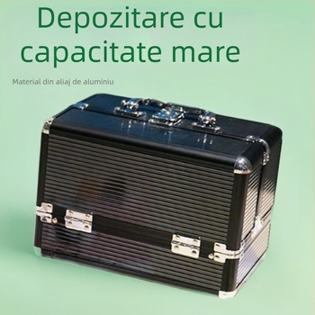 Driver Casetă de machiaj portabilă din aliaj de Aluminiu, cu mai multe straturi, pentru artă de unghii, instrumente de tatuaj și terapie la picioare