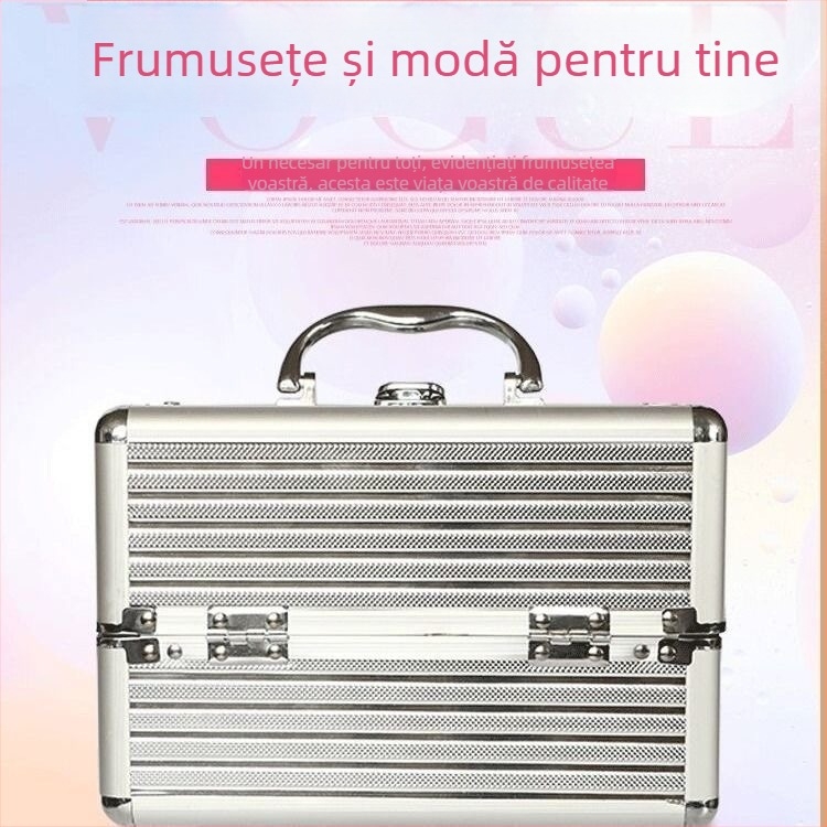 Driver Casetă de machiaj portabilă din aliaj de Aluminiu, cu mai multe straturi, pentru artă de unghii, instrumente de tatuaj și terapie la picioare