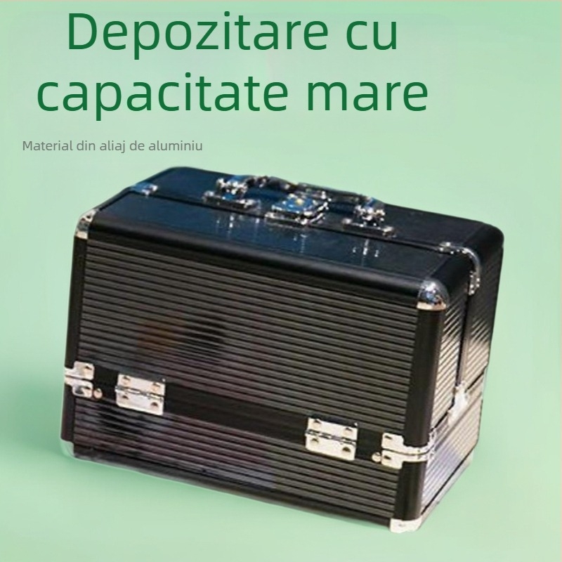 Driver Casetă de machiaj portabilă din aliaj de Aluminiu, cu mai multe straturi, pentru artă de unghii, instrumente de tatuaj și terapie la picioare