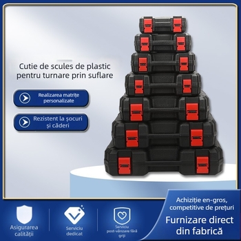 Cutie de unelte din plastic cu construcție blow molding, pentru unelte cu baterie litiu, cutie universală de instrumente