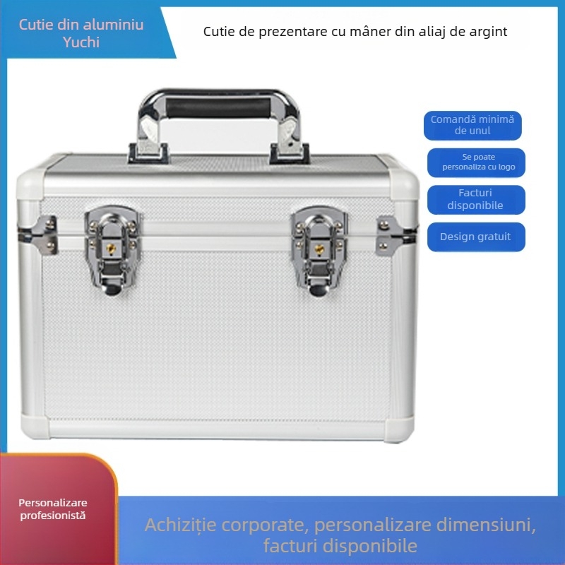 Cutie de scule din aliaj de aluminiu, portabilă, încuiabilă, cu compartimente