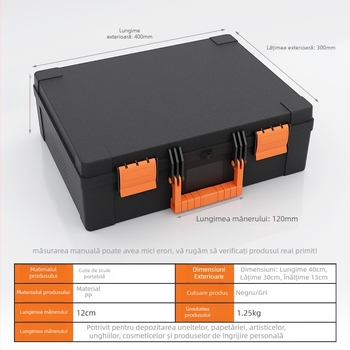 Snij Cutie de Unelte din Plastic, Material PP, Design Portabil cu Un Singur Strat, Depozitare pentru Instrumente și Vehicule