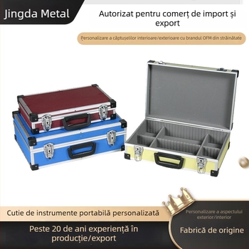 Cutie de unelte portabilă din aliaj de aluminiu, antișoc, set de trei piese pentru depozitare și expunere a echipamentelor