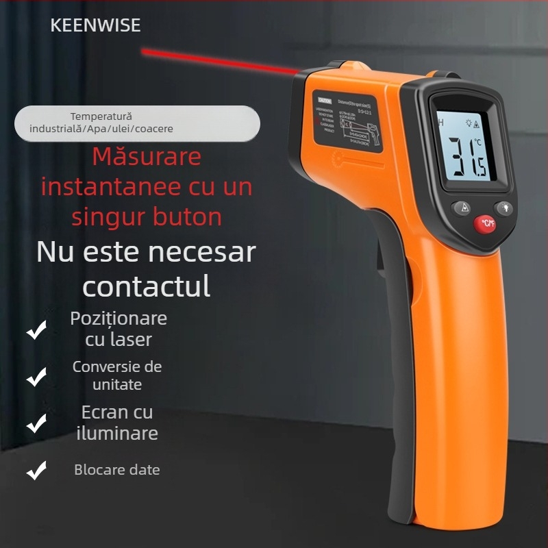 Qingwei CX6000 Termometru infraroșu portabil pentru temperatura uleiului – Termometru industrial pentru bucătărie și coacere