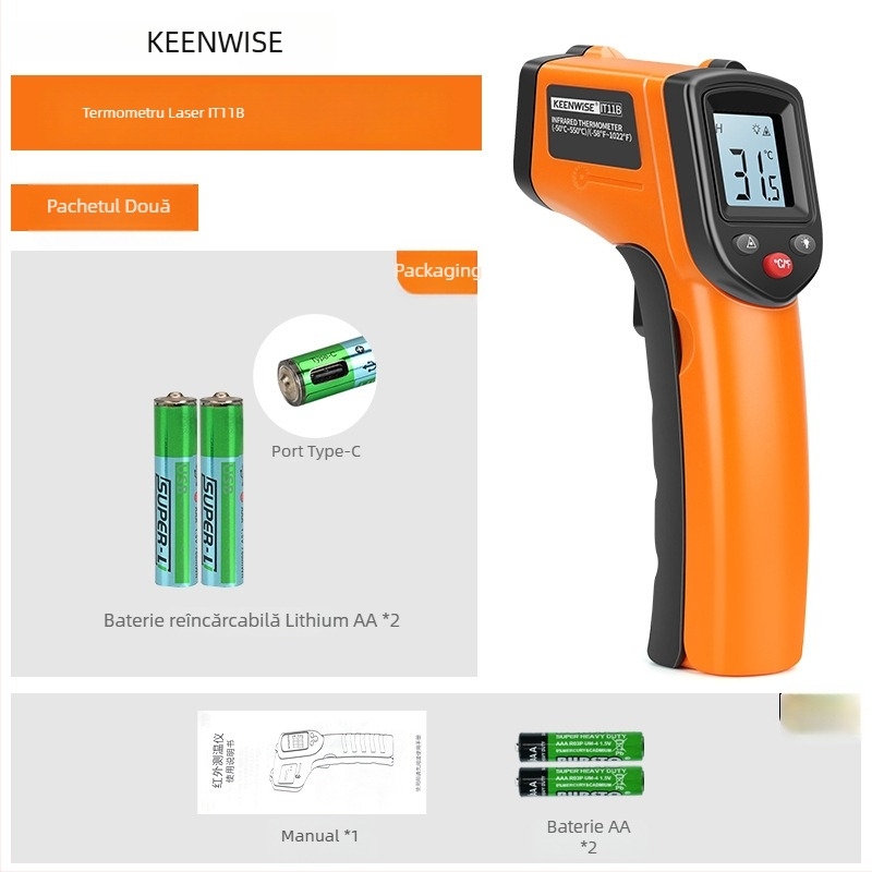Qingwei CX6000 Termometru infraroșu portabil pentru temperatura uleiului – Termometru industrial pentru bucătărie și coacere