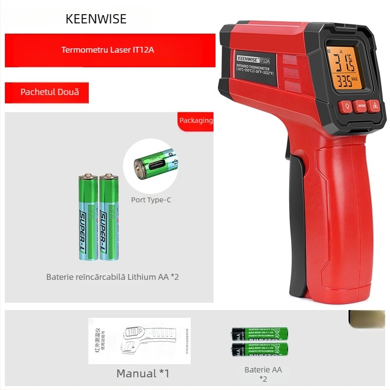 Qingwei CX6000 Termometru infraroșu portabil pentru temperatura uleiului – Termometru industrial pentru bucătărie și coacere